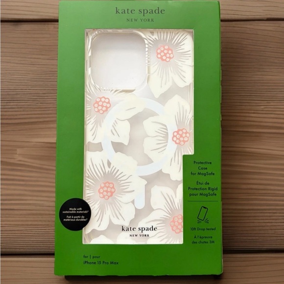kate spade Other - KATE SPADE Phone Case iPhone 15 Pro Max Clear Pink Floral Mag Safe Drop Protect